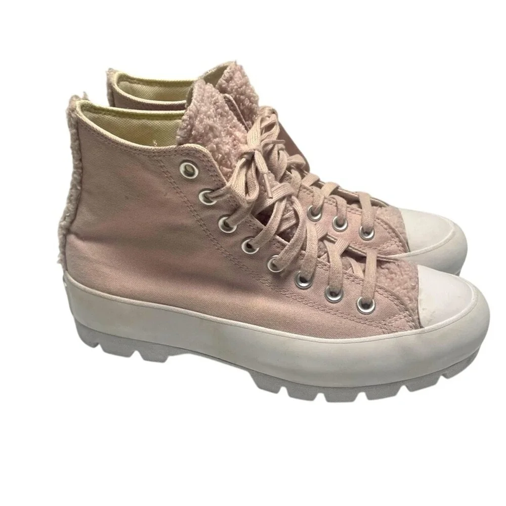 Converse All Stars Sherpa Pink High-Top Sneakers ‎ Womens 9 - Picture 2 of 12